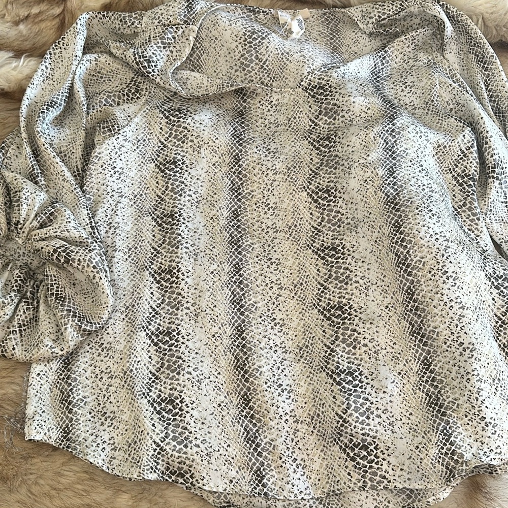 Satin style snake skin v-neck